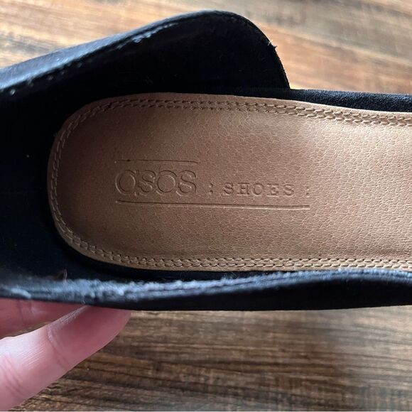 ASOS DESIGN Black Faux Suede Waiter D'orsay High Heels Size 9 - Picture 6 of 9